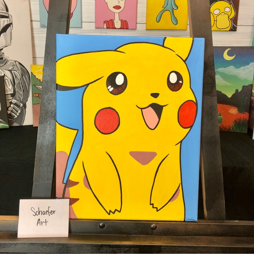 Pikachu Painting - Fun Art - Wall Decor - Pokemon - Gamer